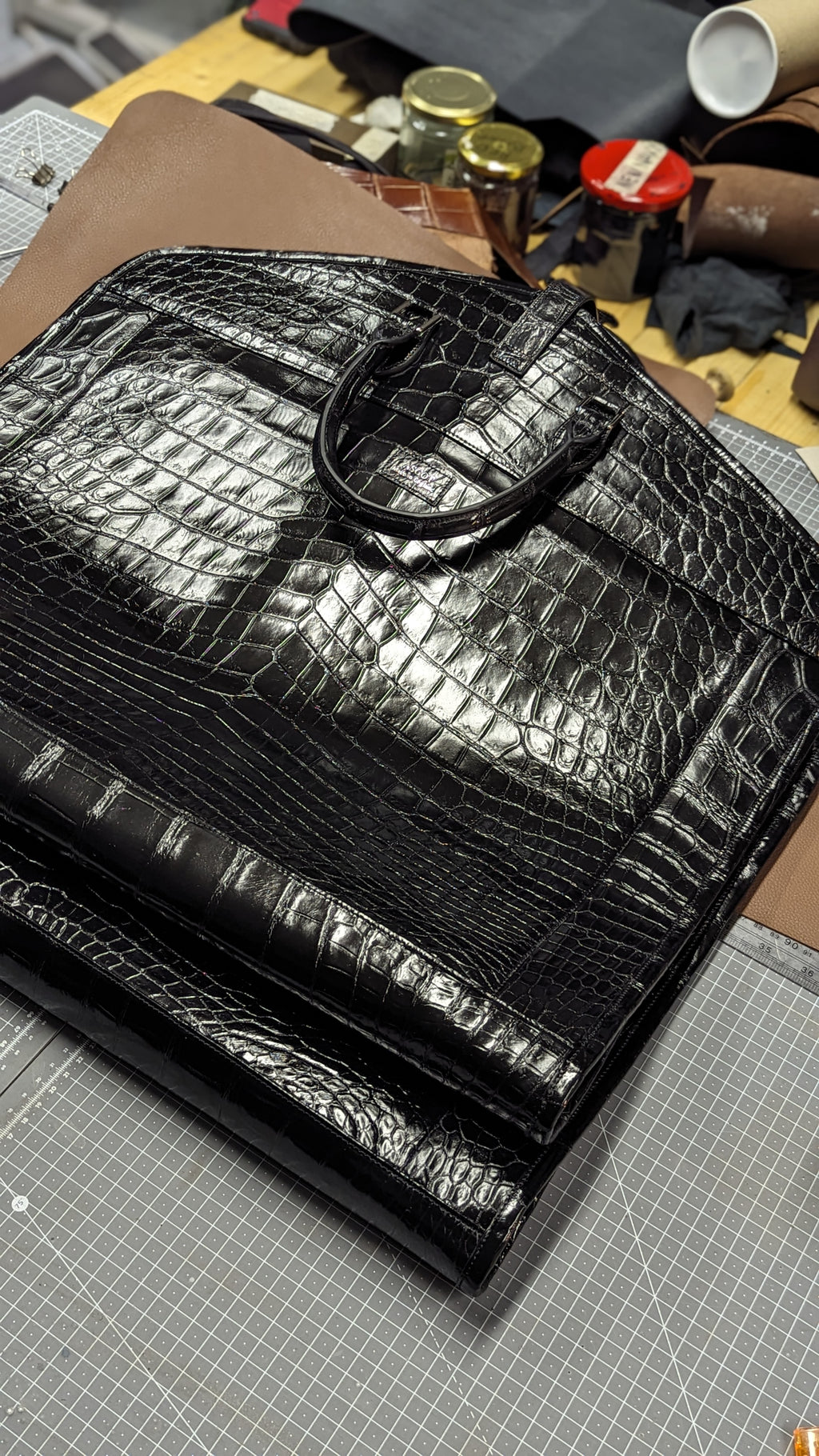 Bespoke Suit Carrier - Black Crocodile - Ascot Shoes