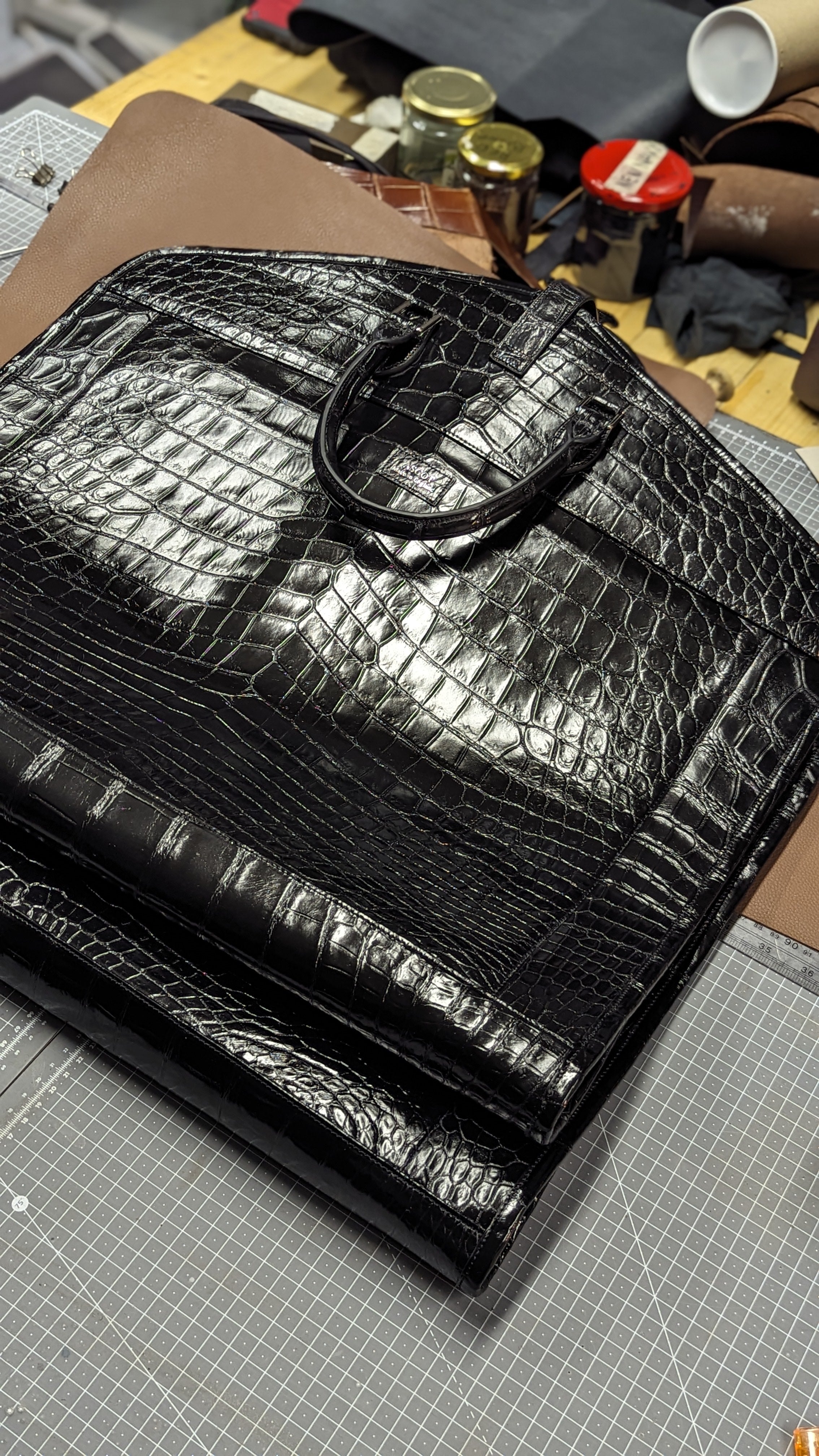 Bespoke Suit Carrier - Black Crocodile - Ascot Shoes