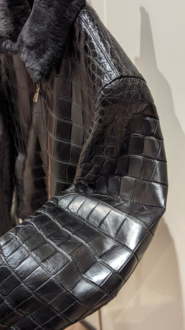 Bespoke Bomber Jacket - Black Crocodile