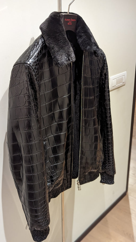 Bespoke Bomber Jacket - Black Crocodile - Ascot Shoes