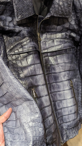 Bespoke Bomber Jacket - Grey Crocodile