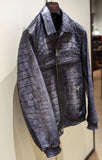 Bespoke Bomber Jacket - Grey Crocodile - Ascot Shoes