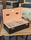 Custom cigar humidors - Black Crocodile - Ascot Shoes