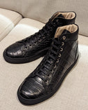 Ascot High Boot Sneakers - Black Crocodile - Ascot Shoes