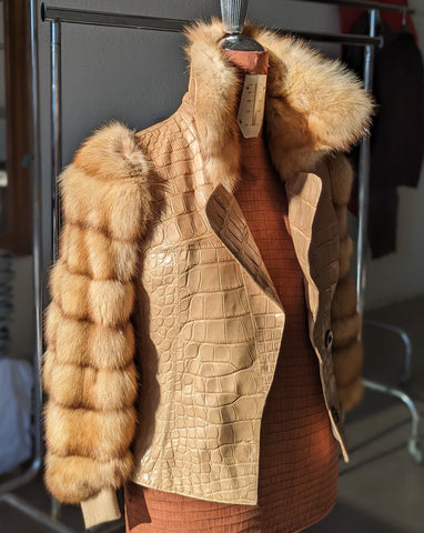 Bespoke Jacket - Tan Crocodile & Russian Sable fur