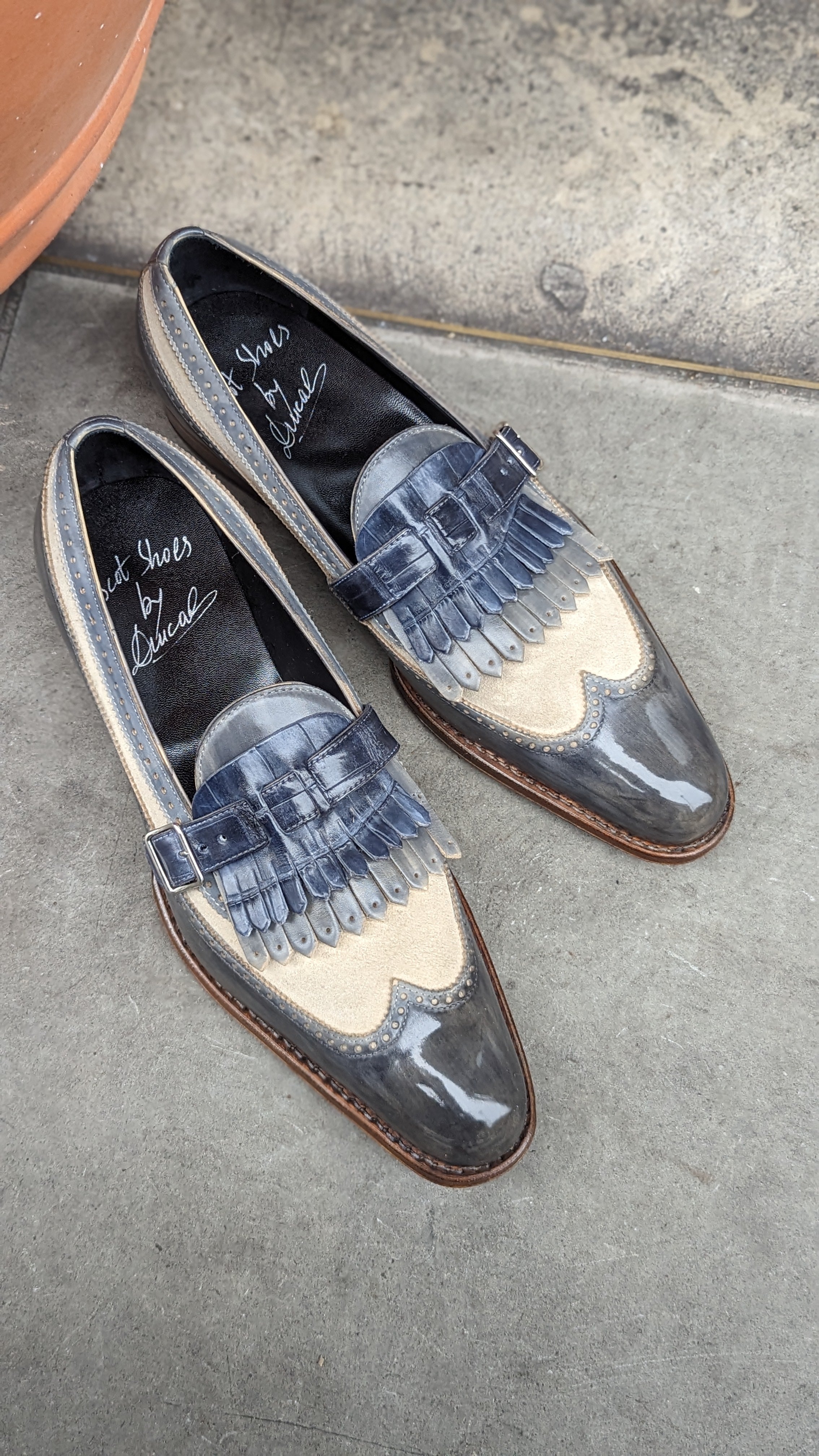 Shanghai Single Monk II. - Blue & Grey combination - Ascot Shoes