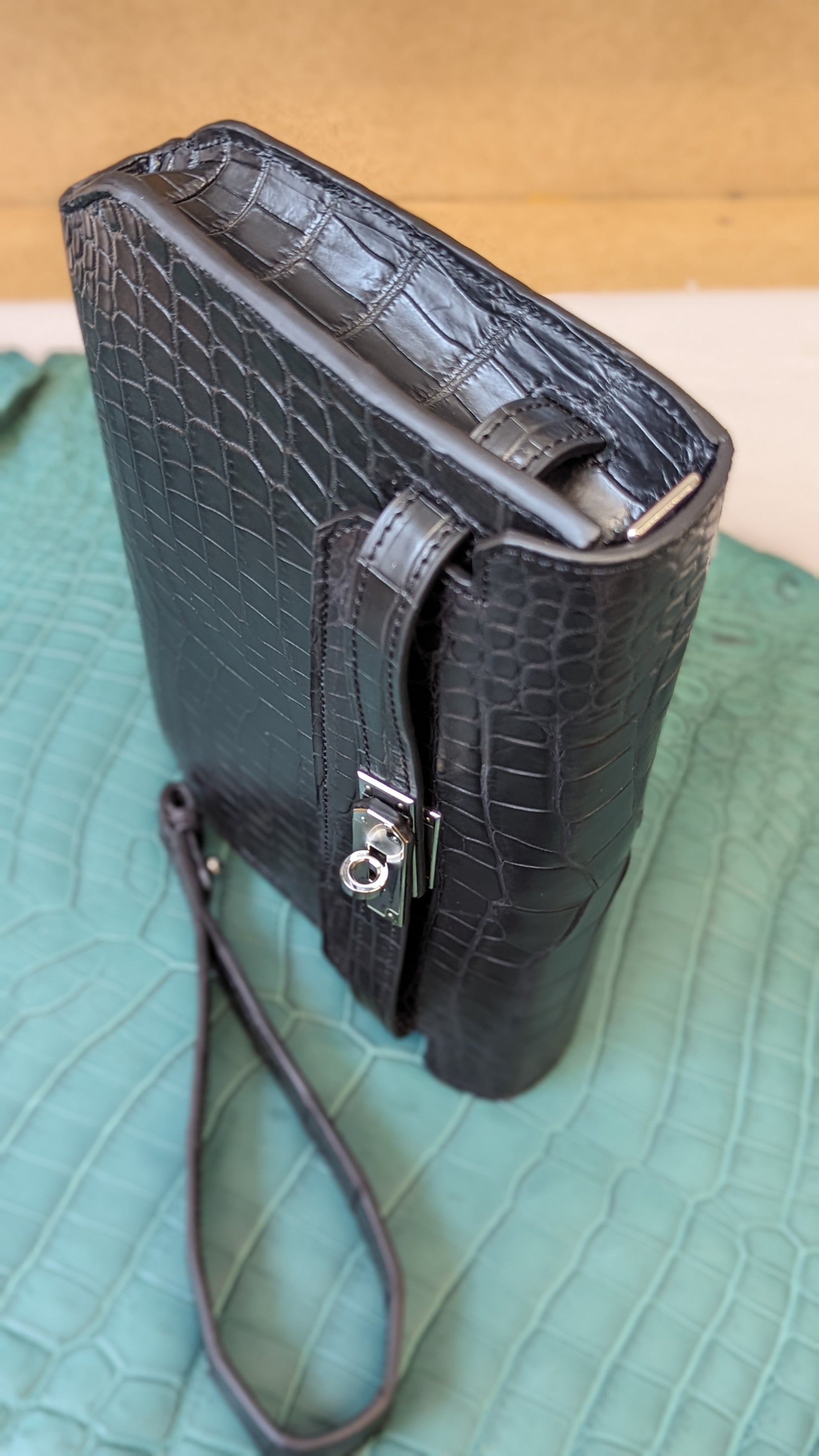 Clutch Bag - Black Crocodile 25 cm - Ascot Shoes