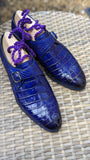 Ascot Monk Strap - Electric Blue Crocodile - Ascot Shoes
