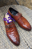 Ascot Monk Strap - Cognac Crocodile - Ascot Shoes