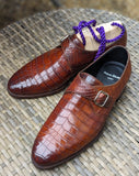 Ascot Monk Strap - Cognac Crocodile - Ascot Shoes