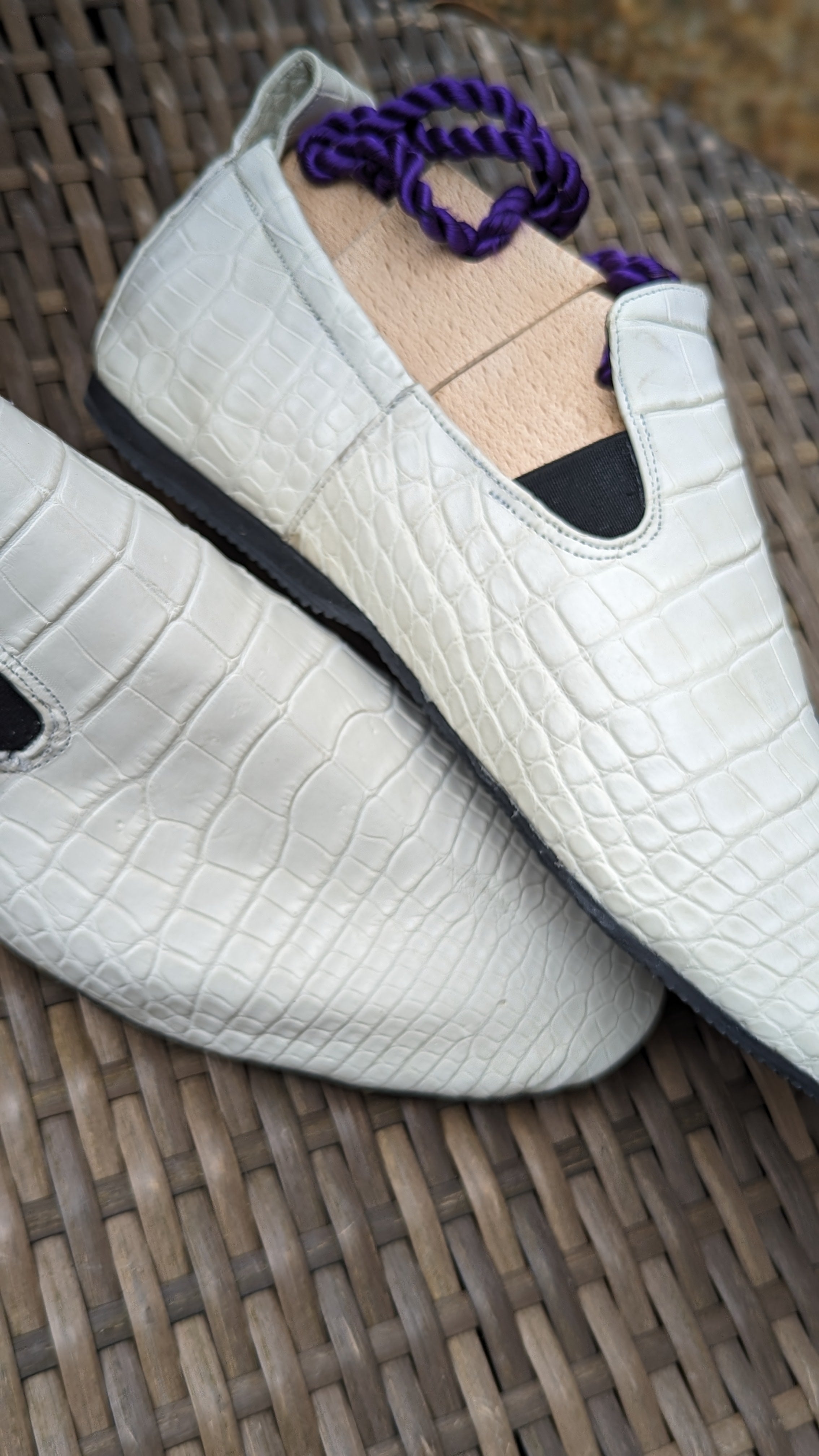 Ascot Tate - White Crocodile - Ascot Shoes