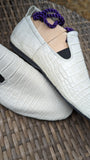 Ascot Tate - White Crocodile - Ascot Shoes