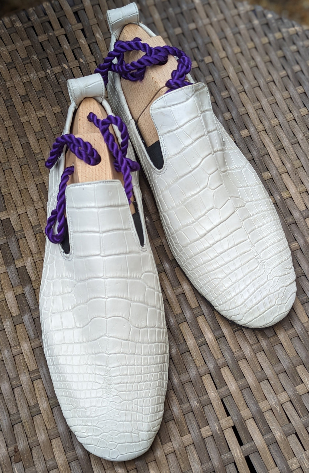 Ascot Tate - White Crocodile - Ascot Shoes