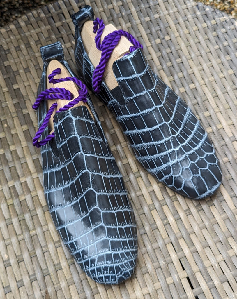 Ascot Venice - Grey hound Blue Crocodile - Ascot Shoes