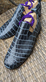 Ascot Venice - Grey hound Blue Crocodile - Ascot Shoes