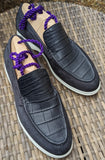 Ascot Cannes -Charcoal Grey Crocodile & Suede - Ascot Shoes