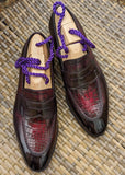 Ascot Sinatra - Burgundy Crocodile & Calf - Ascot Shoes