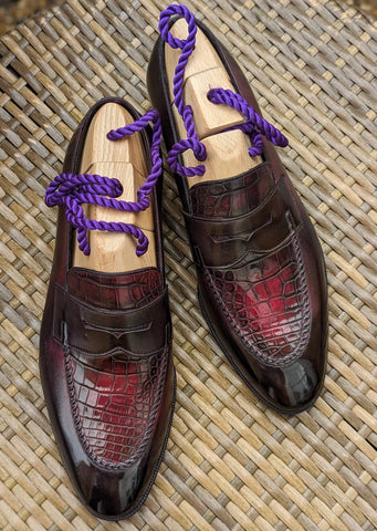 Ascot Sinatra - Burgundy Crocodile & Calf