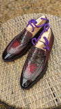 Ascot Sinatra - Burgundy Crocodile & Calf - Ascot Shoes