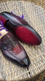 Ascot Sinatra - Burgundy Crocodile & Calf - Ascot Shoes