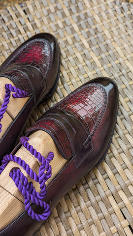 Ascot Sinatra - Burgundy Crocodile & Calf