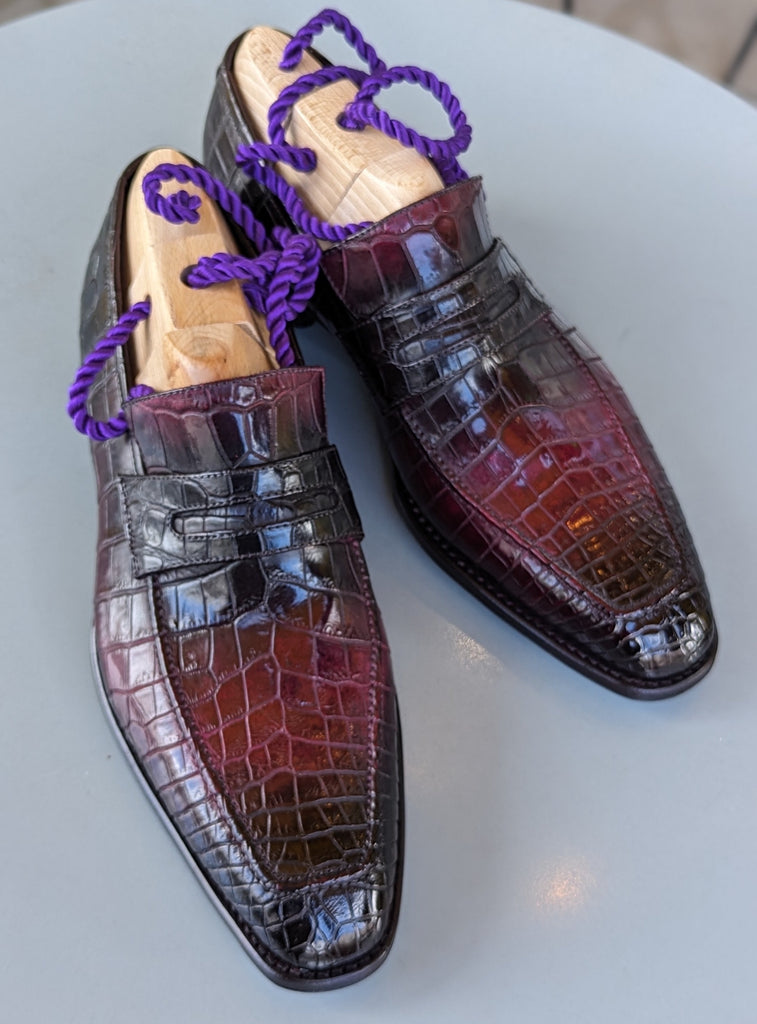 Ascot Ravenna - Burgundy Crocodile - Ascot Shoes