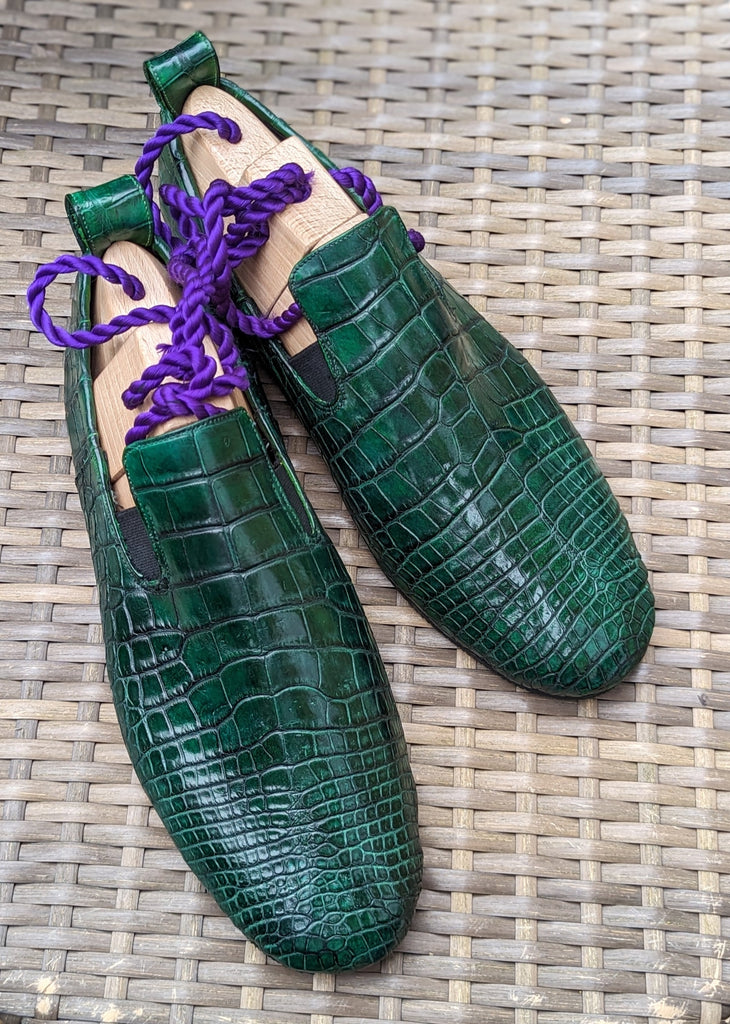 Ascot Venice - Jade Green Crocodile - Ascot Shoes