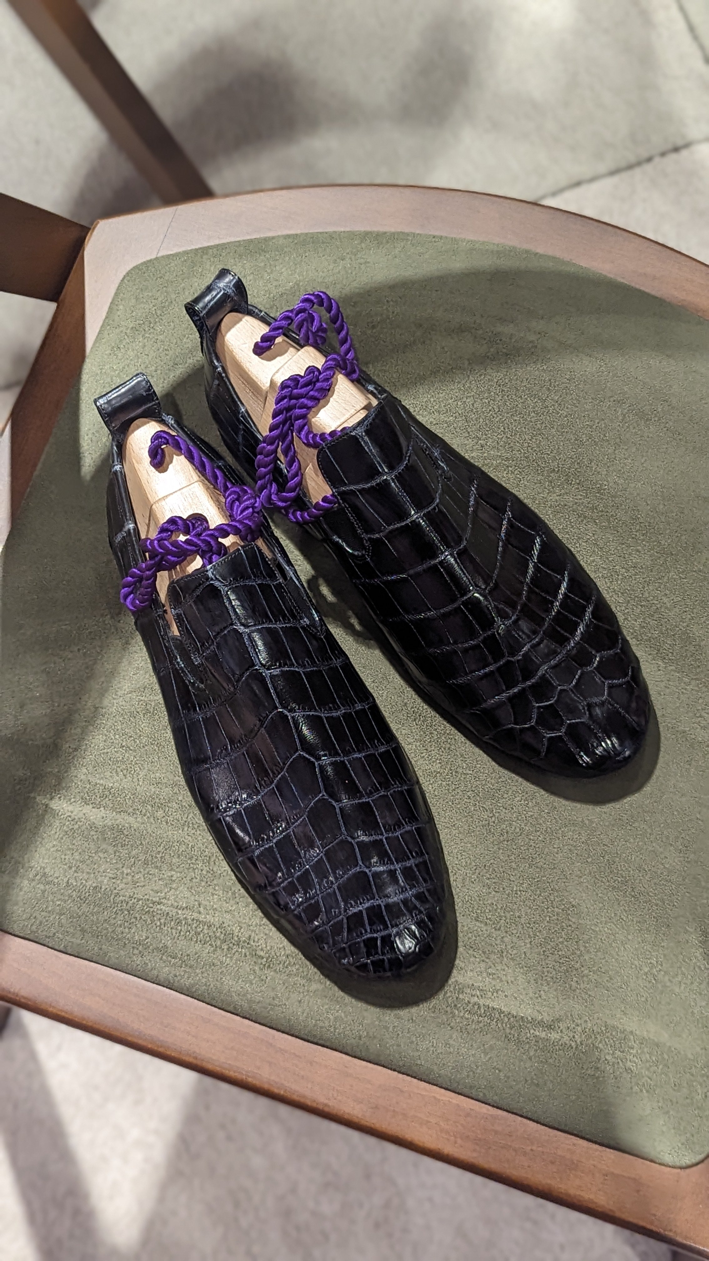 Ascot Tate - Black Crocodile - Ascot Shoes