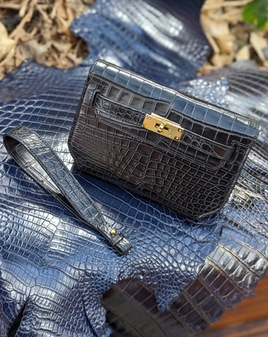 Clutch Bag - Black Crocodile