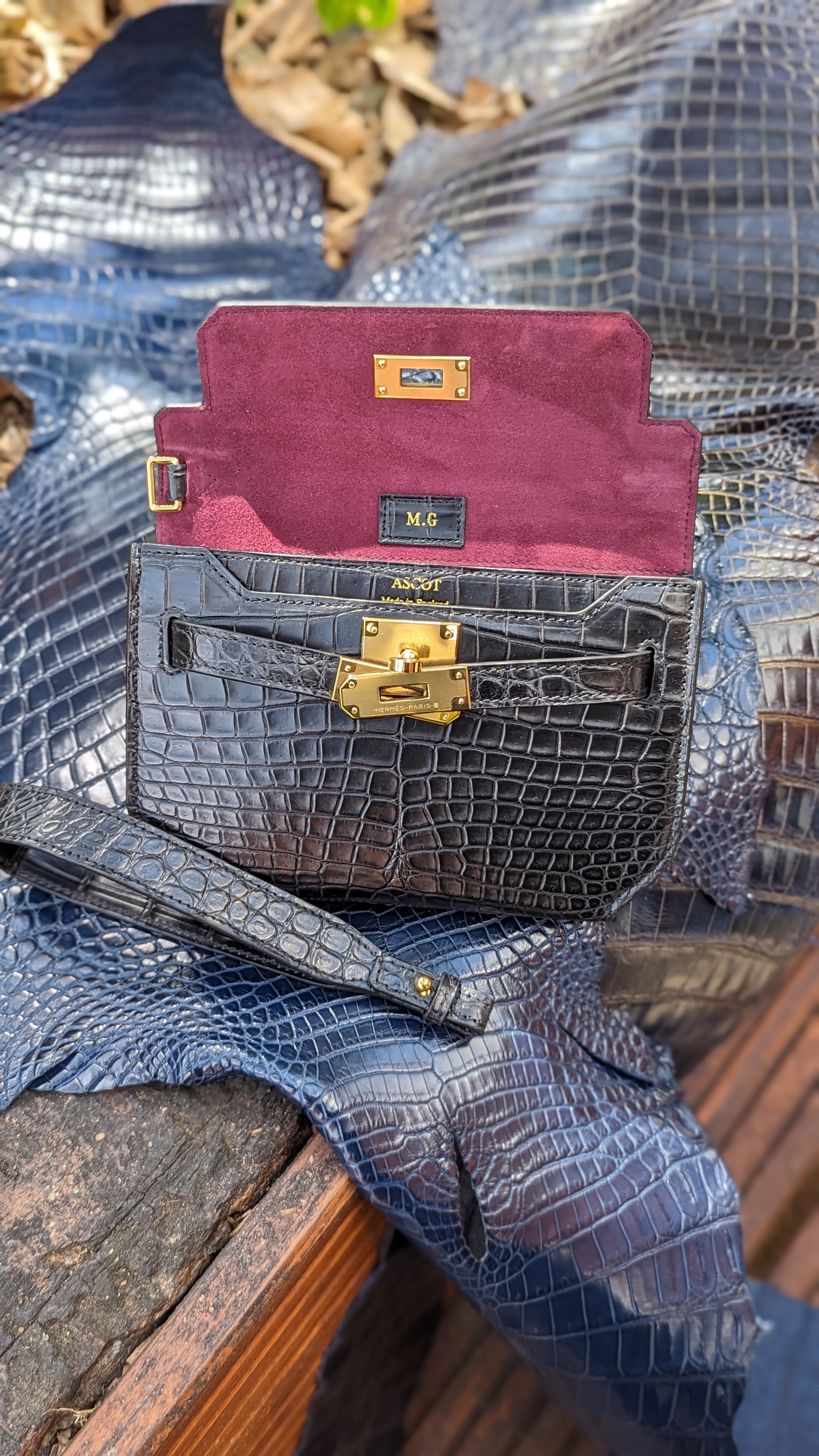 Clutch Bag - Black Crocodile 20 cm - Ascot Shoes
