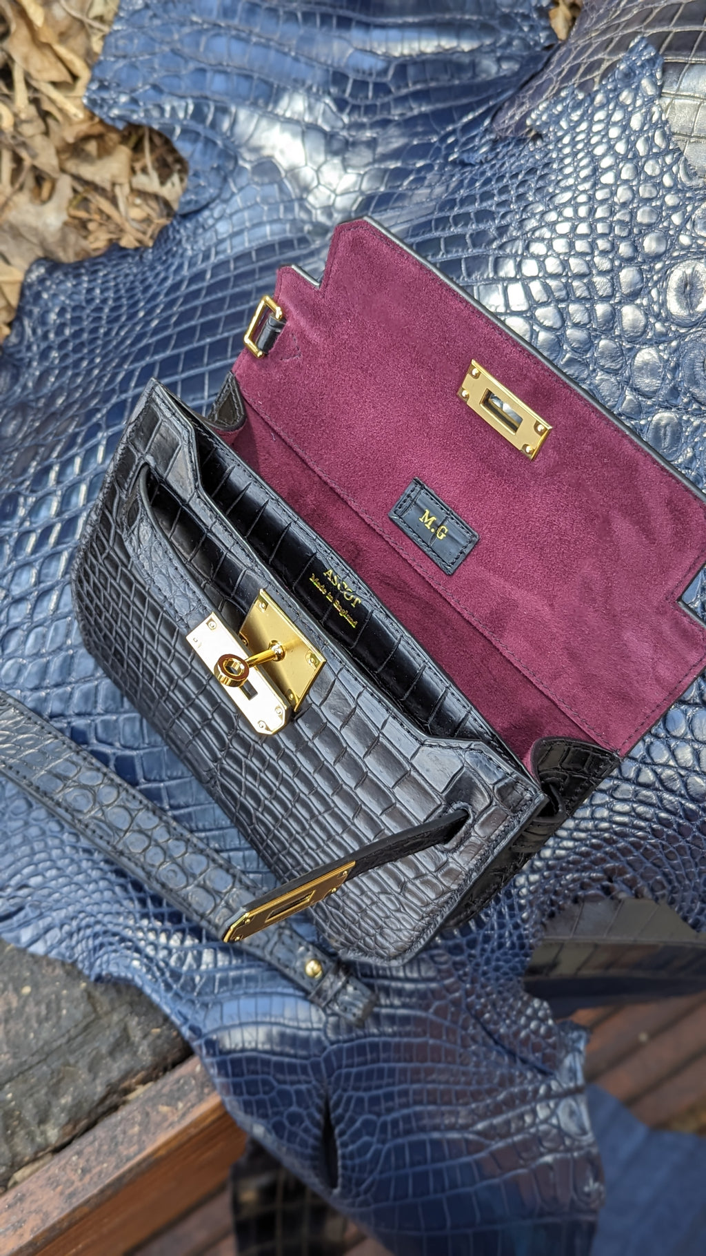 Clutch Bag - Black Crocodile 20 cm - Ascot Shoes