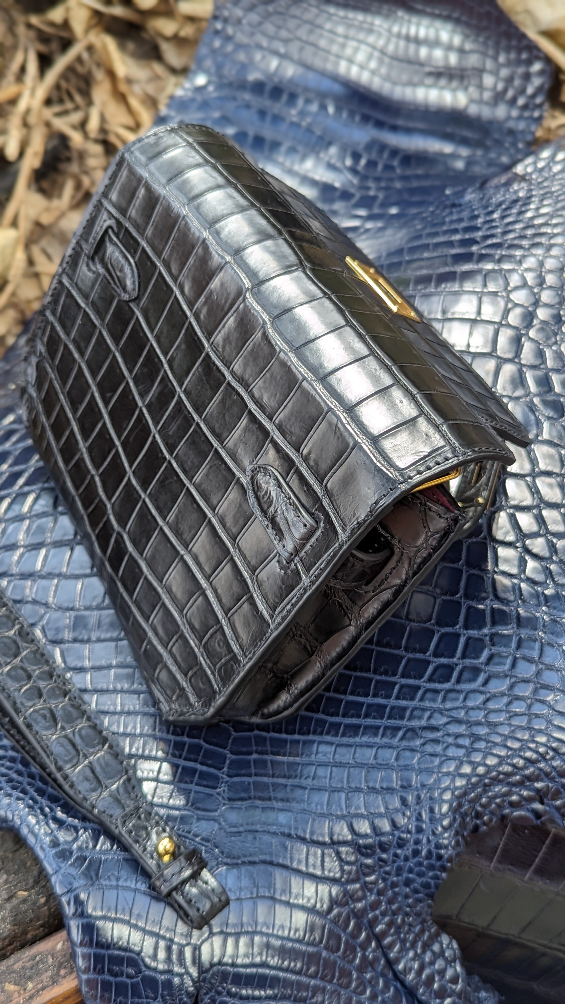 Clutch Bag - Black Crocodile 20 cm - Ascot Shoes