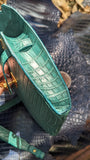 Clutch Bag - Green Crocodile - Ascot Shoes