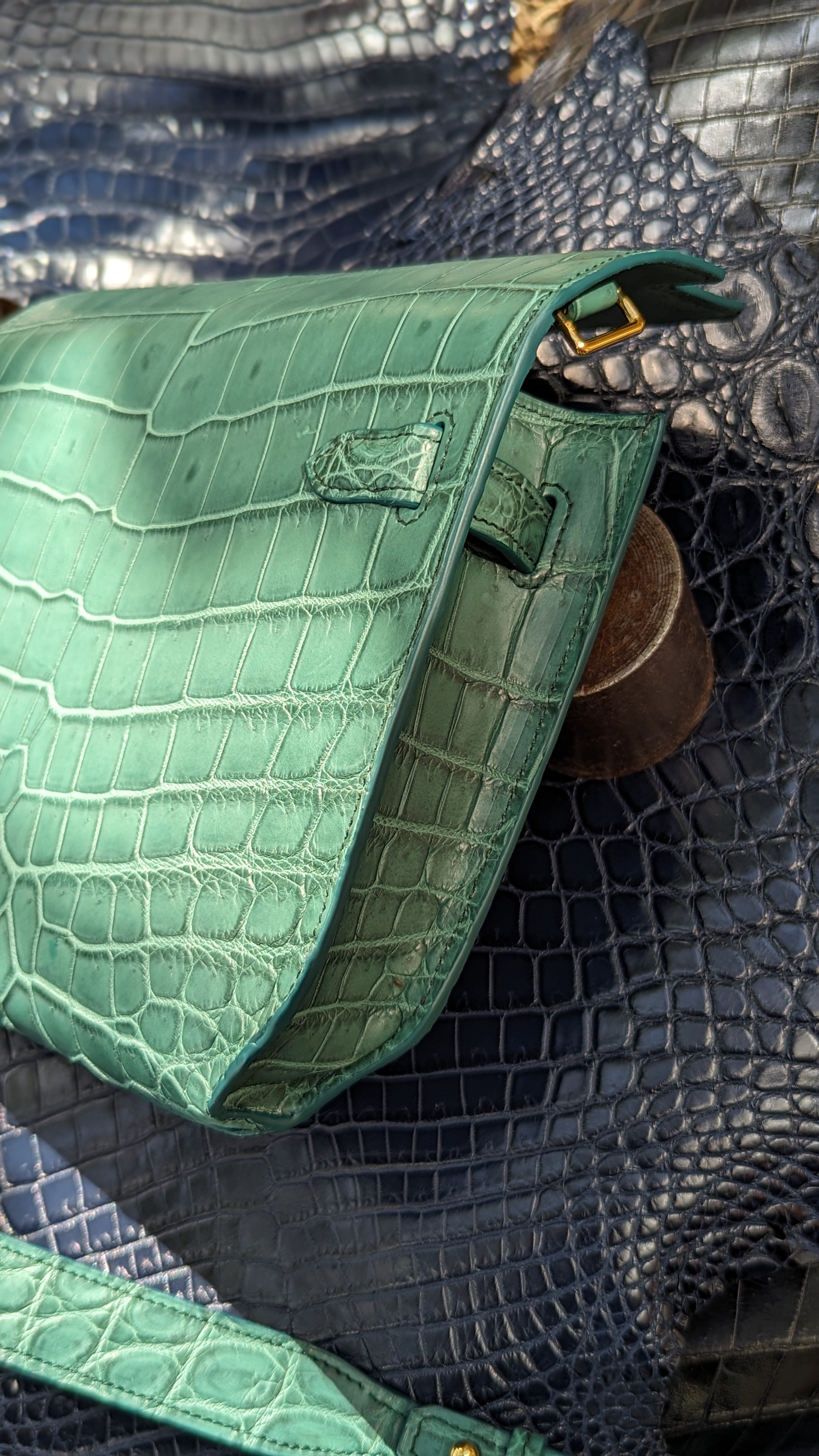 Clutch Bag - Green Crocodile 25 cm - Ascot Shoes