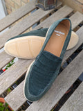Ascot Sunseeker - Green Suede & Crocodile - Ascot Shoes