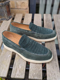 Ascot Sunseeker - Green Suede & Crocodile - Ascot Shoes