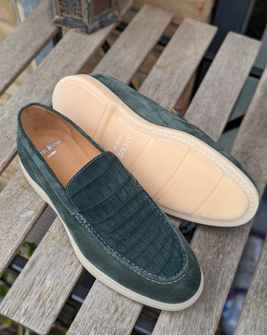 Ascot Sunseeker - Green Suede & Crocodile