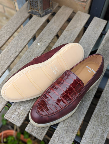 Ascot Sunseeker - Burgundy museum calf & Crocodile
