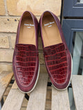 Ascot Sunseeker - Burgundy museum calf & Crocodile - Ascot Shoes