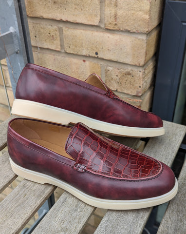 Ascot Sunseeker - Burgundy museum calf & Crocodile