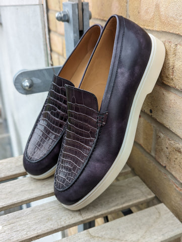 Ascot Sunseeker - Black museum calf & Caviar Crocodile