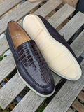 Ascot Sunseeker - Black museum calf & Caviar Crocodile - Ascot Shoes