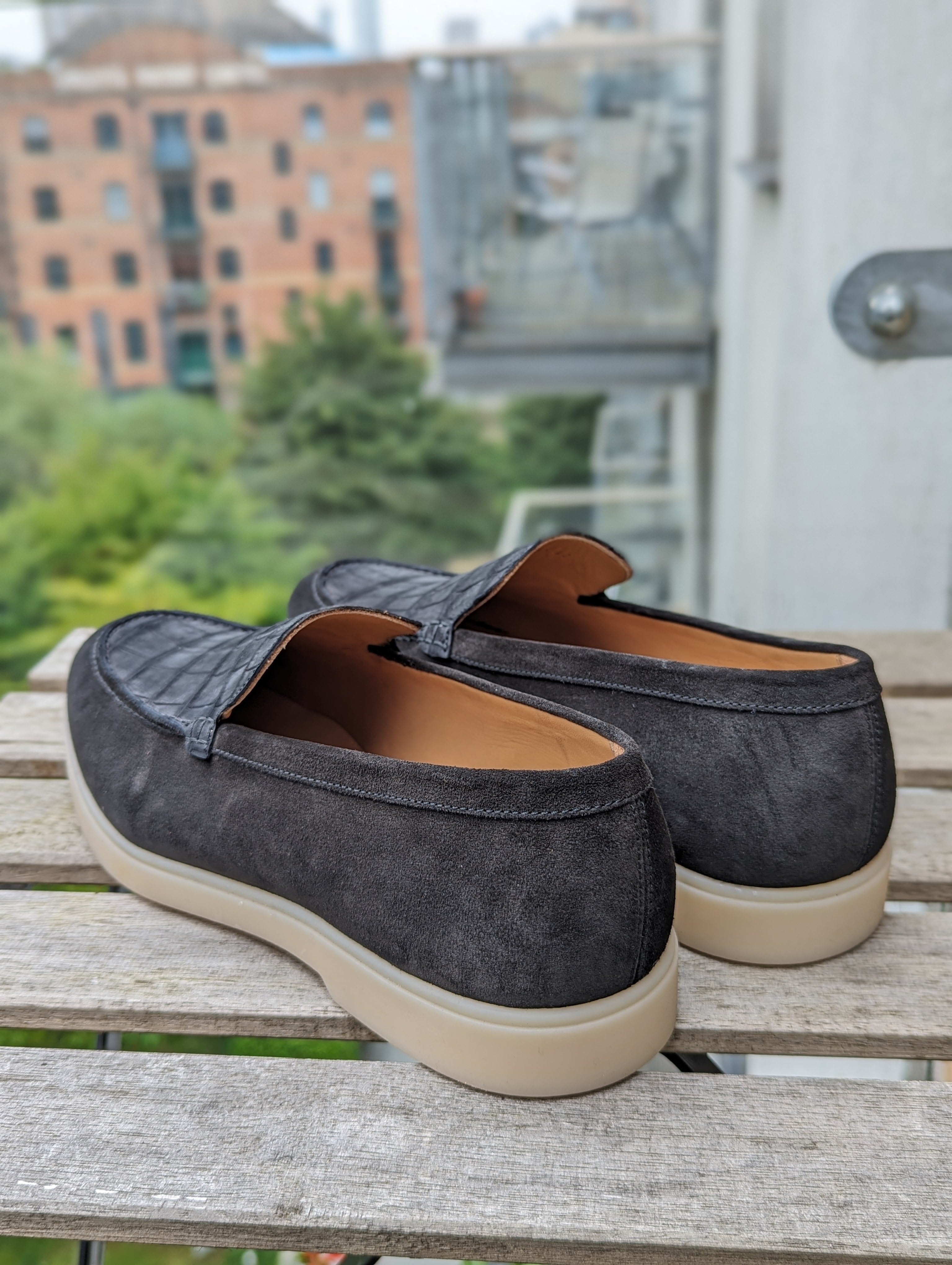 Ascot Sunseeker - Black Suede & Crocodile - Ascot Shoes