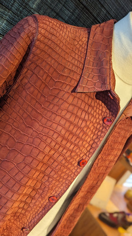 Ascot Jacket - Red Suede Crocodile