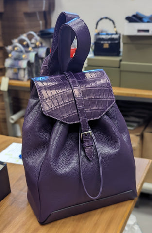 Rucksack Bag - Purple Crocodile & Grain Leather