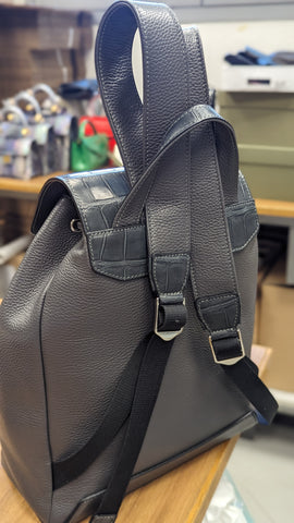 Rucksack Bag -  Grey Crocodile & Grain Leather