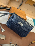 Clutch Bag - Navy Crocodile - Ascot Shoes