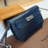 Clutch Bag - Navy Crocodile - Ascot Shoes