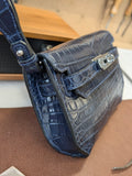 Clutch Bag - Navy Crocodile - Ascot Shoes