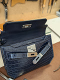 Clutch Bag - Navy Crocodile - Ascot Shoes